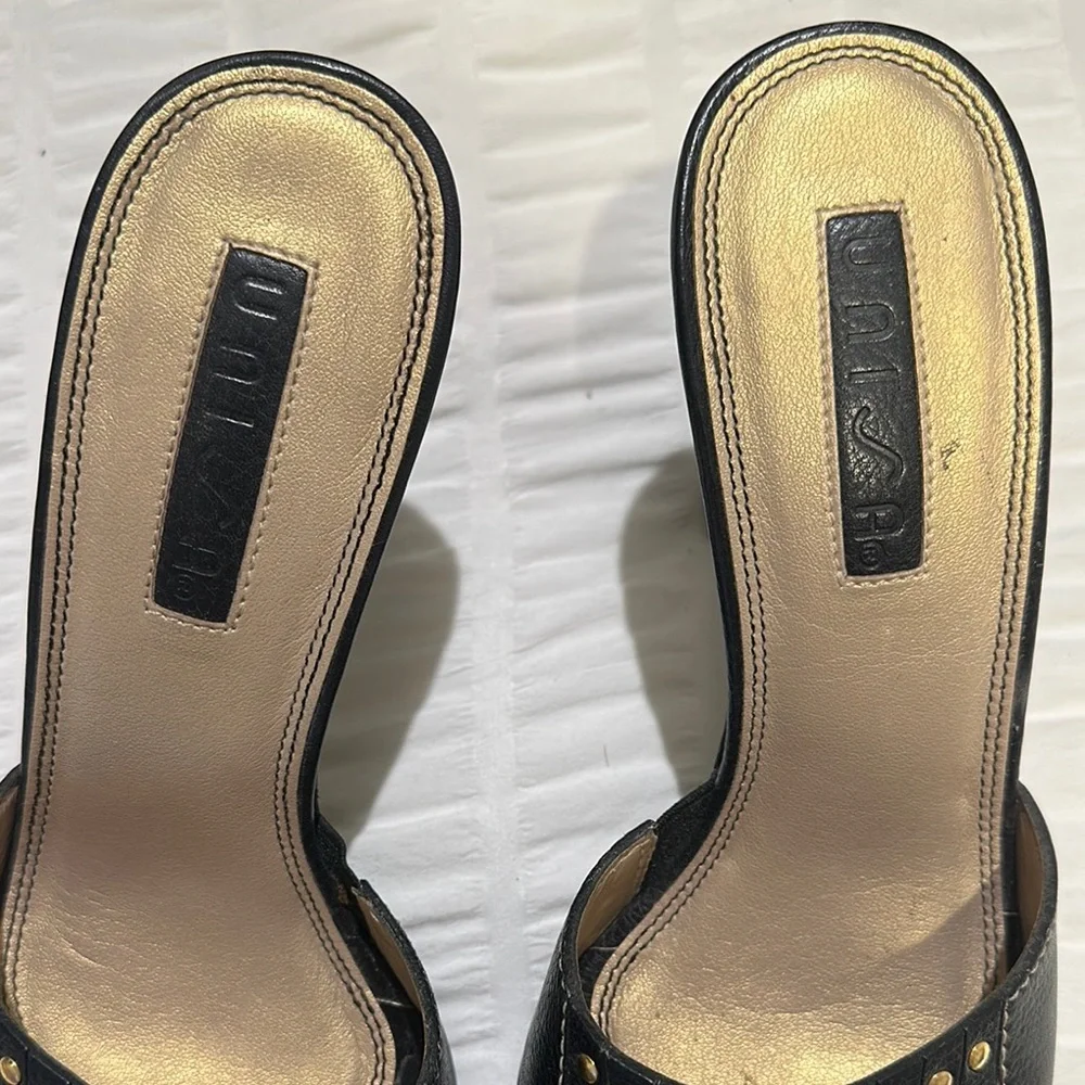 Unisa Black Studded High Heel Slide Sandals